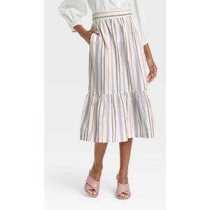 A New Day Tiered Midi A-line Skirt